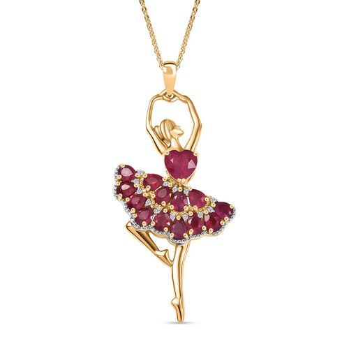 D’joy Afrikanischer Rubin (Fissure gefüllt) Schmuckset 925 Silber 750 Gelbgold Vermeil ca. 4,28 ct. image number 0