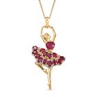 D’joy Afrikanischer Rubin (Fissure gefüllt) Schmuckset 925 Silber 750 Gelbgold Vermeil ca. 4,28 ct.