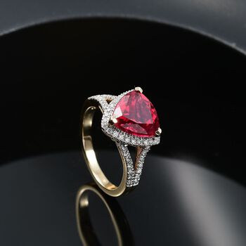 LUXURIANT zertifiziert und gepr&uuml;ft AAA Labor Padparadscha Saphir und Labor Diamant Ring in 417 Gold - 4 ct.