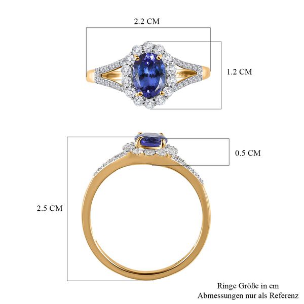 AAA Tansanit und Diamant Ring in 585 Gelbgold - 1,44 ct. image number 7
