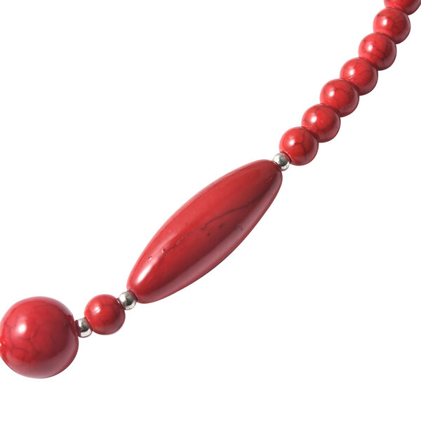 Rote Howlit-Halskette, ca. 45 cm, Edelstahl ca. 166,00 ct image number 4