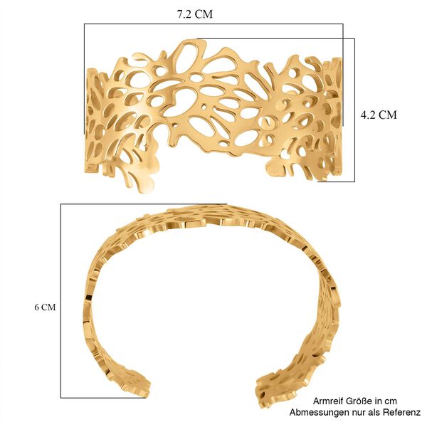 Monstera-Blatt-Muster Armreif, ca. 18 cm, ca. 36,00g, goldfarben image number 6