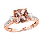 AAA Morganit, Weißer Diamant Ring 417 Gold (Größe 19.00) ca. 3,30 ct