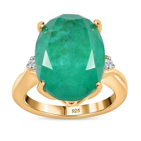 Smaragd Quarz Triplett und Zirkon Ring - 10,60 ct.