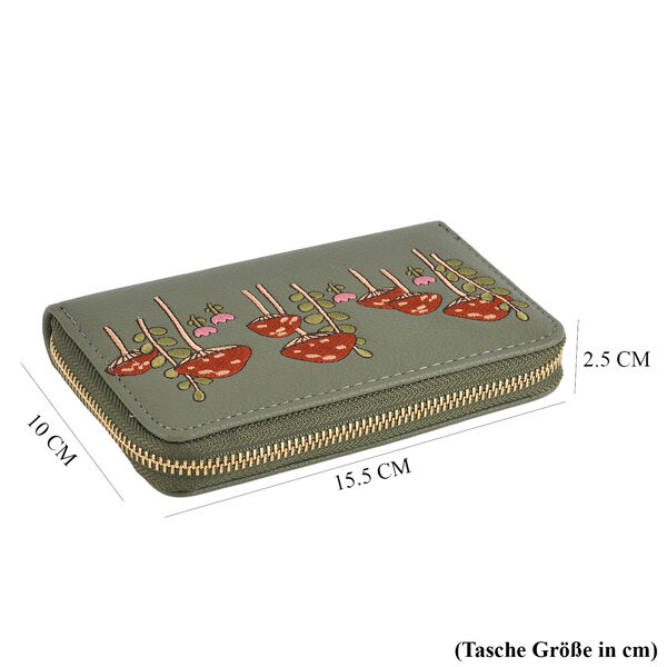 PU-Geldb&ouml;rse mit RFID-Schutz, Pilzmuster, 15,5x2,5x10cm, Oliv image number 7