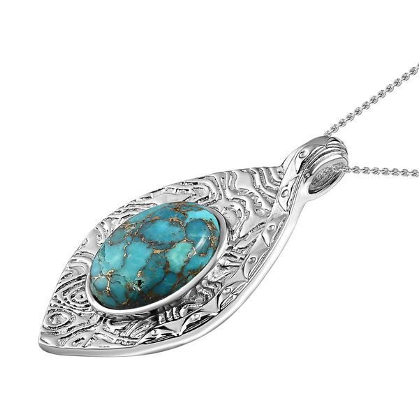 Cleopatra-Stil Blaues T&uuml;rkis Anh&auml;nger mit Kette, Edelstahl ca. 18.50 ct image number 4