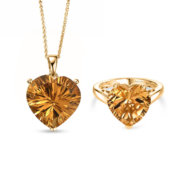 D'Joy AA Citrin Ring und Anh&auml;nger mit 50cm Kette