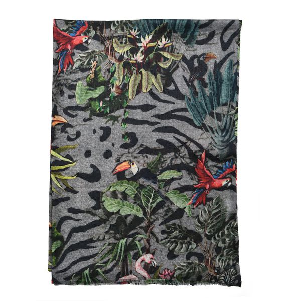 LA MAREY Schal aus 100% Premium-Kaschmir mit Digitaldruck, 70x200cm, Tropical image number 9