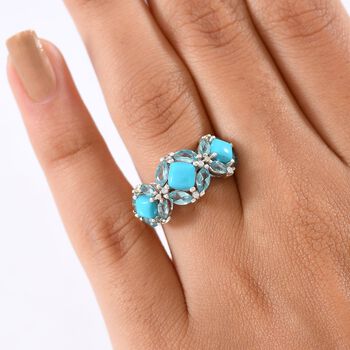 D'Joy AA Sleeping Beauty T&uuml;rkis Ring 925 Silber rhodiniert (Gr&ouml;&szlig;e 16.00) ca. 2,78 ct