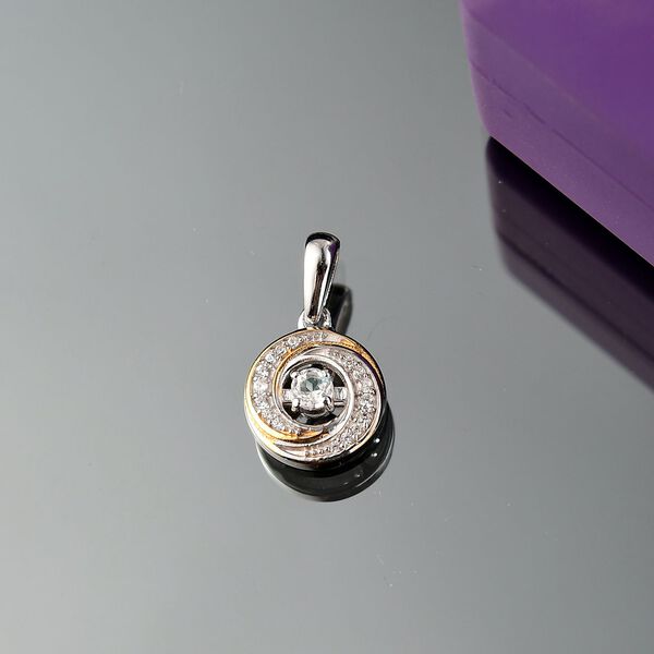 D joy AAA Premium Malagasy Mondstein, Weißer Zirkon Galactic Swirl Anhänger, 925 Silber platiniert und vergoldet ca. 0.25 ct image number 2