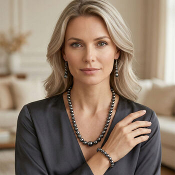 3er Set H&auml;matit Halskette, flexibles Armband und Ohrringe Schmuckset