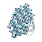 Himmelblauer Topas Ring, 925 Silber platiniert (Größe 17.00) ca. 7,40 ct