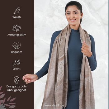 Jamawar-Schal aus Modal-Seiden, 70x200cm, Beige