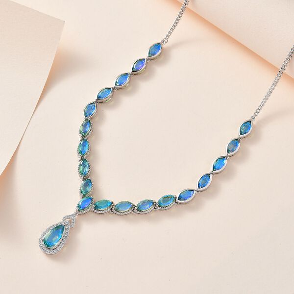 Pfau Triplette Quarz Halskette ca. 45 cm 925 Silber platiniert ca. 16,27 ct. image number 2