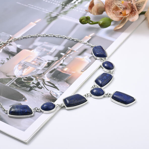 Lapislazuli-Halskette, 45 cm, silberfarben ca. 147,00 ct image number 2