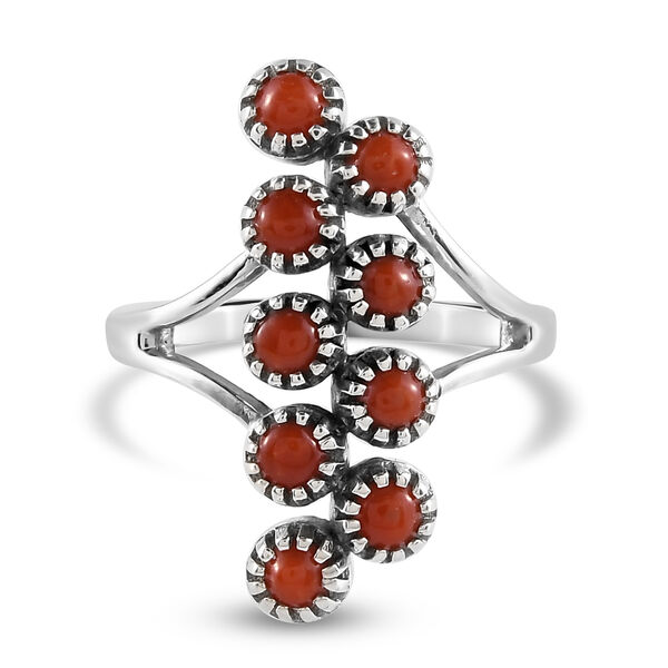 Korallen-Ring, 925 Silber platiniert  ca. 0,94 ct image number 6