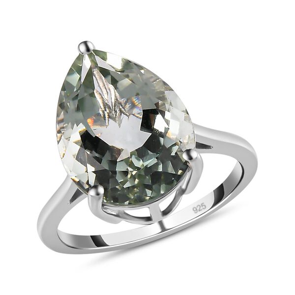 Grüner Amethyst Ring, 925 Silber platiniert (Größe 18.00) ca. 7,53 ct image number 4