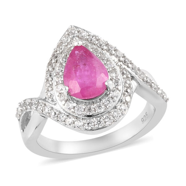 Premium Ilakaka Rosa Saphir und Zirkon Halo Ring, 925 Silber platiniert, 2,21 ct. image number 5