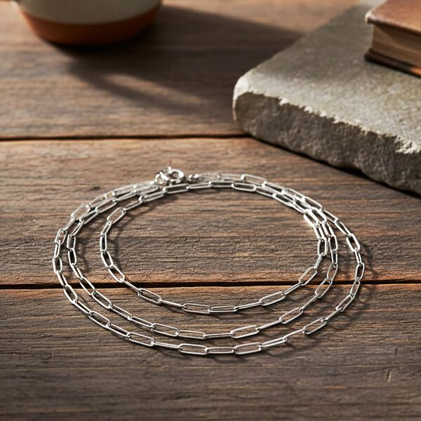 Mehrsträngige Büroklammer 43cm Halskette in Silberton image number 2