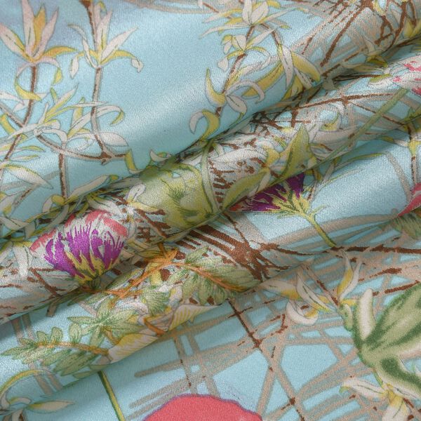 LA MAREY 100% Maulbeerseide Seidenschal, 55cm x 175cm, Blau mit Multi image number 3