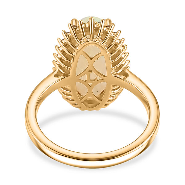 LUXURIANT - AAA Nat&uuml;rlicher, &auml;thiopischer Welo Opal, Lab Grown Roter Diamant Ring 925 Silber 750 Gelbgold Vermeil (Gr&ouml;&szlig;e 17.00) ca. 3,77 ct image number 4