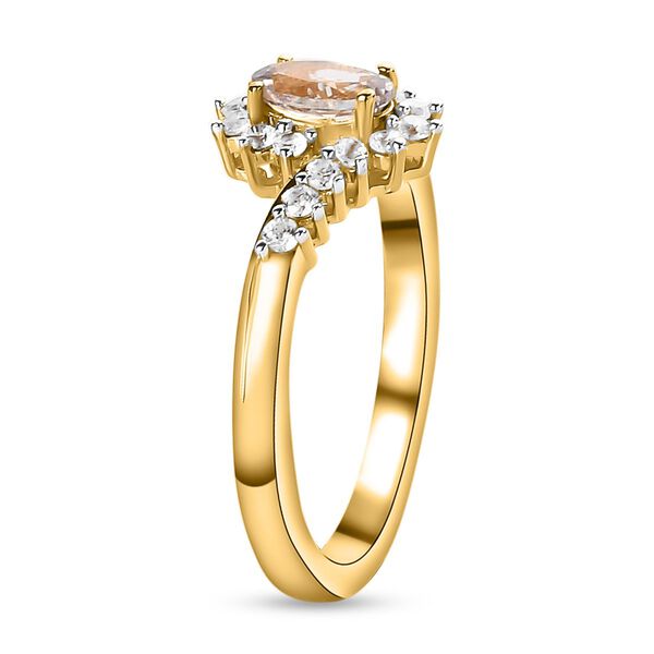 AAA Turkizit und wei&szlig;er Zirkon Ring, 925 Silber Gelbgold Vermeil  ca. 0,82 ct image number 5