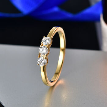 Moissanit Ring, 925 Silber vergoldet - 0,71 ct.