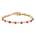 Afrikanischer Rubin (Fissure gefüllt) Armband ca. 19 cm 925 Silber vergoldet ca. 6.45 ct