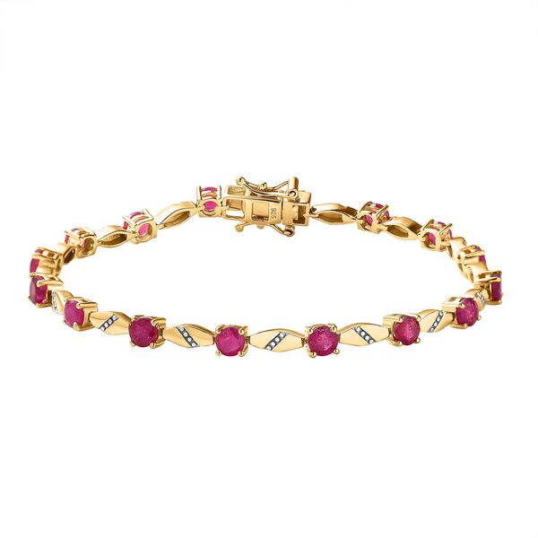 Afrikanischer Rubin (Fissure gefüllt) Armband ca. 19 cm 925 Silber vergoldet ca. 6.45 ct image number 0