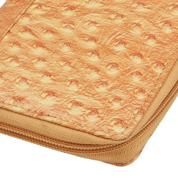 Echtleder Brieftasche mit Strau&szlig;enpr&auml;gung, ocra image number 7