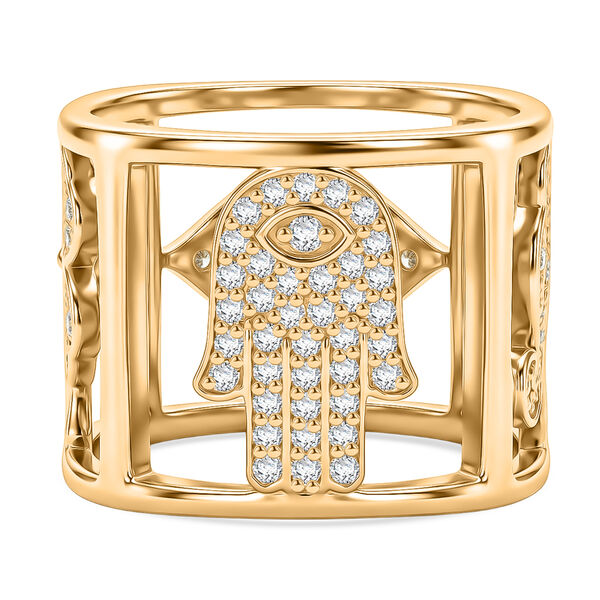 Wei&szlig;er Zirkon Ring, 925 Silber vergoldet  ca. 1,60 ct image number 2