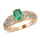 Sambischer Smaragd und Zirkon-Ring, 925 Silber Gelbgold Vermeil  ca. 1,03 ct image number 3