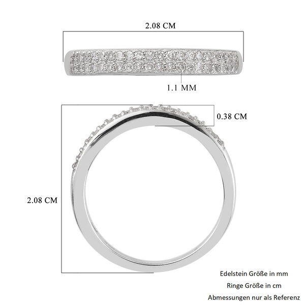 Diamant Half Eternity Ring 925 Silber Platin-&Uuml;berzug image number 4