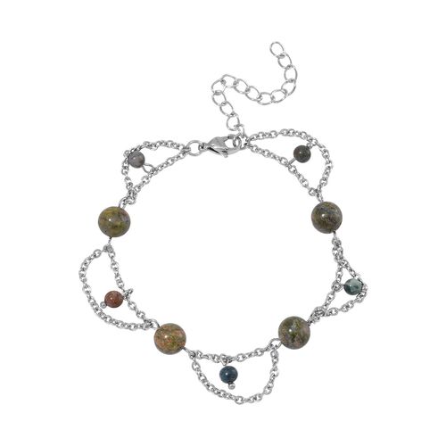 Unakite Armband ca. 19 cm Reiner Edelstahl ca. 20.00 ct image number 0