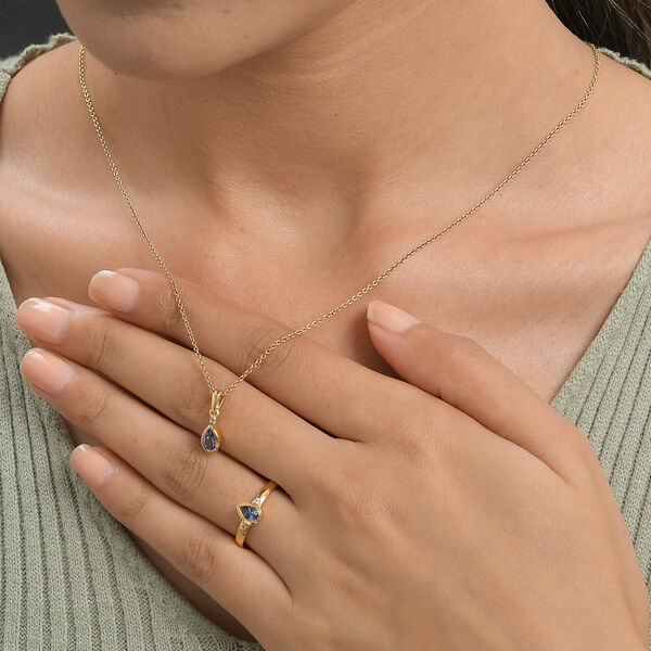 2er-Set, Tansanit und Zirkon Ring und Anhänger in Silber image number 3