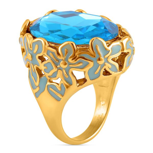 Blauer Kristall Ring, Reiner Edelstahl emailliert (Größe 17.00) image number 4