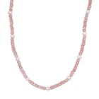 Rosenquarz, Perle Halskette ca. 50 cm Messing platiniert