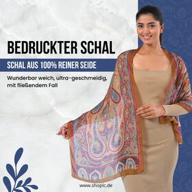 Eleganter Luxuriöser 100% Seidenschal, Größe: 160 x 49 cm, Braun