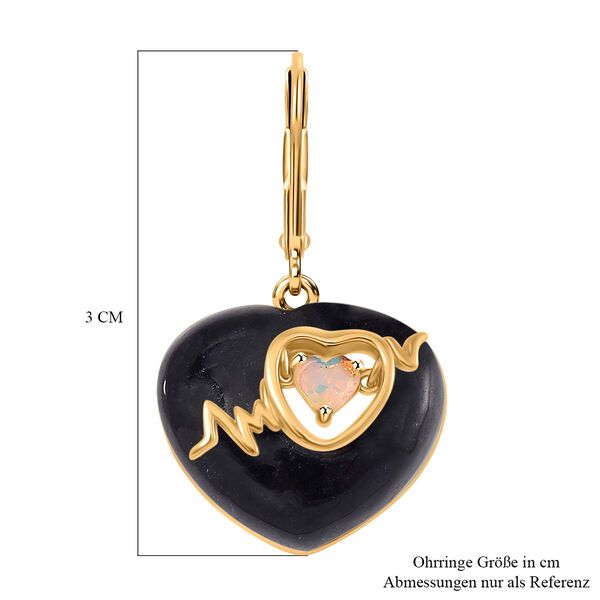 Schwarze Jade, Natürlicher, äthiopischer Welo Opal Ohrringe 925 Silber Gelbgold Vermeil ca. 16,00 ct image number 6