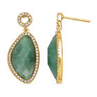 Gr&uuml;ner Aventurin, Wei&szlig;er Zirkonia Ohrringe Reines Messing ca. 13,00 ct