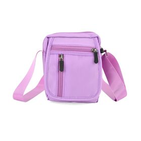Umhängetasche mit mehreren Reißverschlussfächern und RFID-Schutz, 12,5x6x16cm, Lila