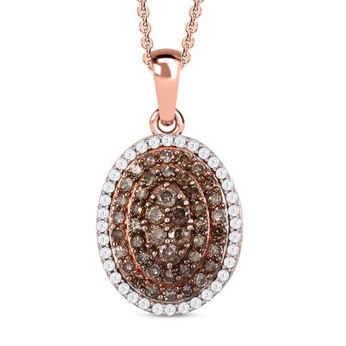 Natürlicher Champagner Diamant-Anhänger mit Kette, 925 Silber Roségold Vermeil ca. 0.75 ct image number 0