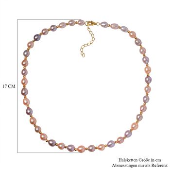 Mehrfarbige S&uuml;&szlig;wasser Perle Halskette ca. 45 cm 925 Silber vergoldet