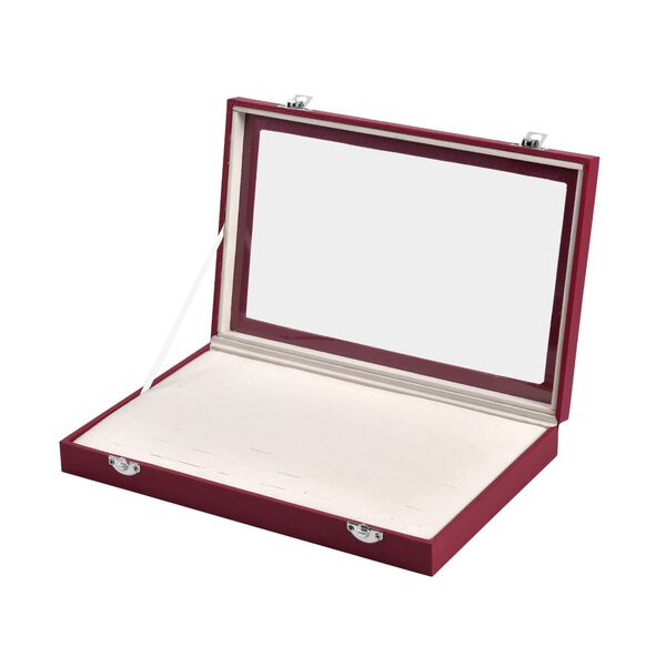 Moderne Ringschatulle mit Acryl-Fenster, 29x18.5x4cm, Weinrot image number 5