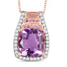 D'joy AA Rose De France Amethyst, Moissanit Anhänger mit Kette (ca. 50 cm), 925 Silber 750 Roségold Vermeil ca. 5,71 ct.