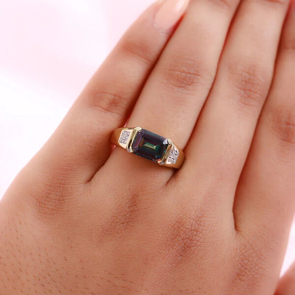 Mystischer Topas und Zirkon Ring 925 Silber 585 Vergoldet image number 3