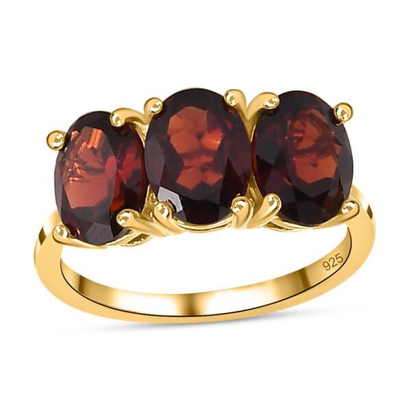 2er Set - Natürlicher Mosambik Granat Ring und Anhänger, 925 Silber vergoldet, ca. 5.66 ct image number 4