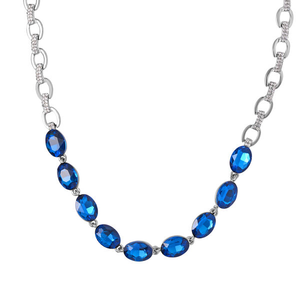 Blauer Kristall, Wei&szlig;er Kristall Halskette ca. 50 cm