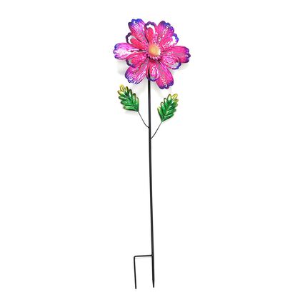 Dekoratives Windspiel in Blumenform, aus Metall, mit Ausschnitt-Design, langlebiges Eisen, zum Einstecken, f&uuml;r Garten oder Terrasse, ca. 25x97?cm