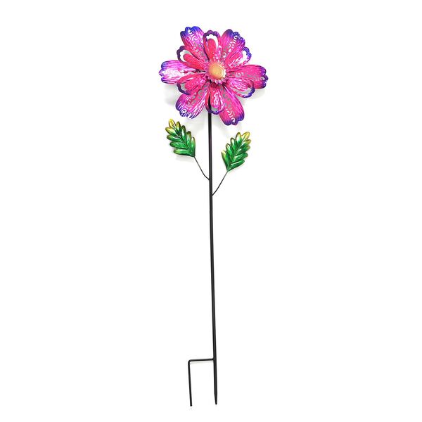 Dekoratives Windspiel in Blumenform, aus Metall, mit Ausschnitt-Design, langlebiges Eisen, zum Einstecken, für Garten oder Terrasse, ca. 25x97?cm